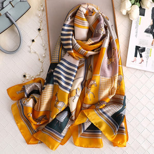 2019 luxury brand women scarf summer silk scarves shawls lady wraps soft pashimina female Echarpe Designer beach stole bandana