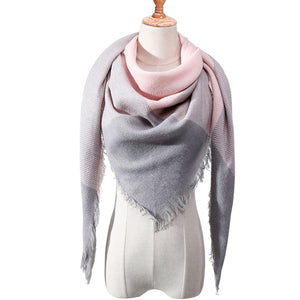 Designer 2019 knitted spring winter women scarf plaid warm cashmere scarves shawls luxury brand neck bandana  pashmina lady wrap