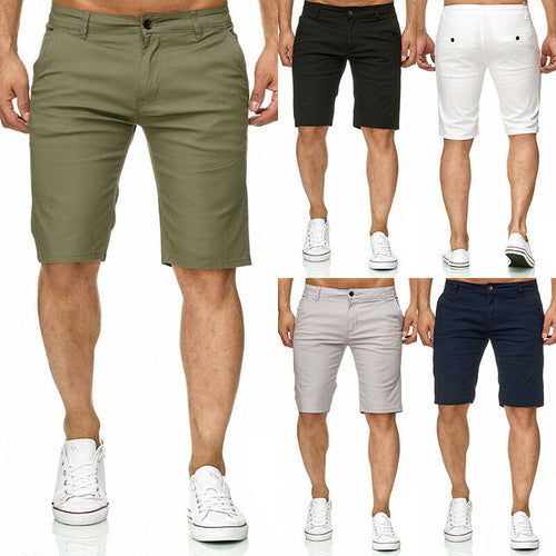 Hot Men Slim Fitness Solid Color Shorts Casual Work Uniform Half Pant Summer Jean Beach Cotton Shorts Baggy Trouser Short Pants