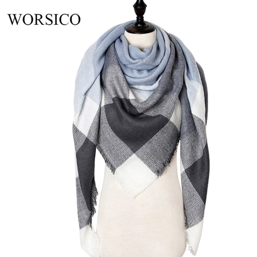 Winter Cashmere Scarf Women Scarf Plaid Blanket 2019 New Designer Female Triangle Pashmina Shawls and Scarves 140*140*210cm