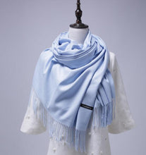 Load image into Gallery viewer, Women solid color cashmere scarves with tassel lady winter autumn long scarf high quality female shawl hot sale men scarf