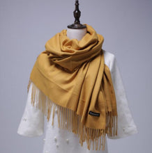 Load image into Gallery viewer, Women solid color cashmere scarves with tassel lady winter autumn long scarf high quality female shawl hot sale men scarf