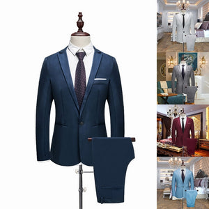 LITTHING 2019 New Male Wedding Prom Suit Green Slim Fit Tuxedo Men Formal Business Work Wear Suits 2Pcs Set (Jacket+Pants)