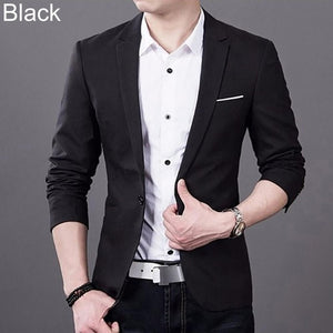 Fashion Men Slim Fit Formal One Button Suit Business Blazer Coat Jacket Tops