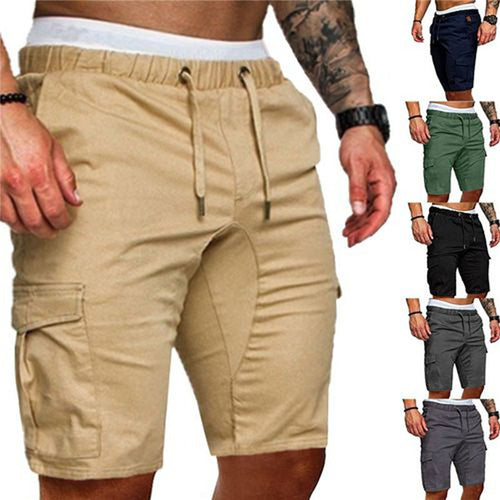 6 Colors Men Cargo Work Shorts Elasticated Summer Casual Combat Pants Trousers