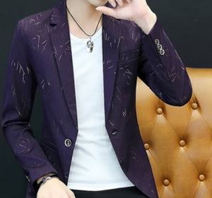 HO 2020 Men 's casual collar collar blazers youth handsome trend Slim print blazers   5XL   6XL