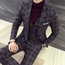 Load image into Gallery viewer, luxury suit ( Blazer + Vest + pant ) Plaid stripes mens suits 2019 Asia size S-5XL High quality tuxedo men suits three-piece set