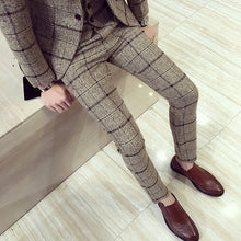 Load image into Gallery viewer, luxury suit ( Blazer + Vest + pant ) Plaid stripes mens suits 2019 Asia size S-5XL High quality tuxedo men suits three-piece set