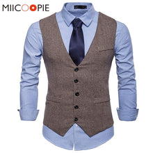 Load image into Gallery viewer, Fashion Suit Vest Men Formal Dress Vest Colete Masculino Herringbone Gilet Fitness Sleeveless Jacket Wedding Waistcoat Men XXL