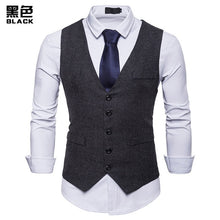 Load image into Gallery viewer, Fashion Suit Vest Men Formal Dress Vest Colete Masculino Herringbone Gilet Fitness Sleeveless Jacket Wedding Waistcoat Men XXL