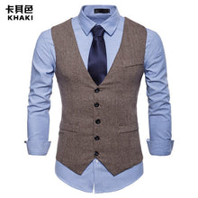 Load image into Gallery viewer, Fashion Suit Vest Men Formal Dress Vest Colete Masculino Herringbone Gilet Fitness Sleeveless Jacket Wedding Waistcoat Men XXL