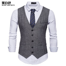 Load image into Gallery viewer, Fashion Suit Vest Men Formal Dress Vest Colete Masculino Herringbone Gilet Fitness Sleeveless Jacket Wedding Waistcoat Men XXL