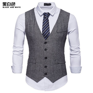 Fashion Suit Vest Men Formal Dress Vest Colete Masculino Herringbone Gilet Fitness Sleeveless Jacket Wedding Waistcoat Men XXL