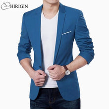 Load image into Gallery viewer, Mens Korean slim fit fashion cotton blazer Suit Jacket black blue  plus size M to 3XL Male blazers Mens coat Wedding