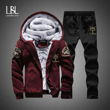 Load image into Gallery viewer, Winter Inner Fleece Hoodies Men 2018 Casual Hooded Warm Sweatshirts Male Thicken Tracksuit 2PC Jacket+Pant Men Moleton Masculino