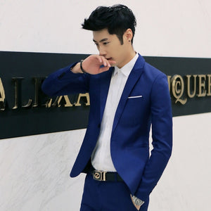 2019 Hot Brand Clothing Blazer Masculine Blazer M-2XL Tuxedo Dress Men One Button Male Solid Slim Fit Costume Homme Suit Jackets