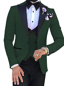 Pink With Black Lapel Suits for Men Custom Made Terno Slim Groom Custom 3 Piece Wedding Mens Suit Masculino(Jacket+Pant+Vest)