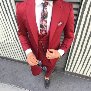 Pink With Black Lapel Suits for Men Custom Made Terno Slim Groom Custom 3 Piece Wedding Mens Suit Masculino(Jacket+Pant+Vest)